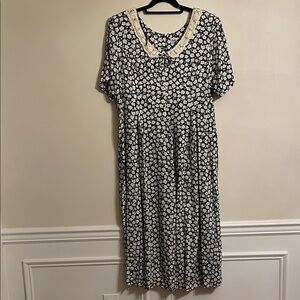 Floral Black and White Midi Dress length 50 inch